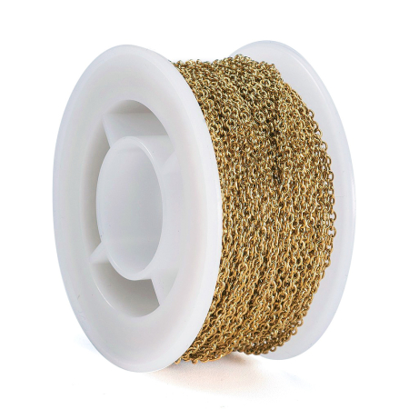 Lanț cablu din inox 304, placat cu aur 18K prin Ion Plating, zale ovale 2x0.5 mm – la metru [2]