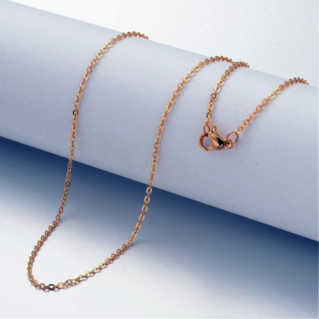Lant - Colier din inox 304 cu lanț cablu și închizătoare lobster, placat cu aur 18K prin Ion Plating, 45 cm, 1.5 mm