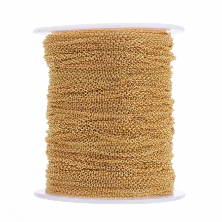 Lant din alama, auriu, fara nichel - zale de 2x1,5 mm - 1 m [1]