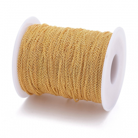 Lant din alama, auriu, fara nichel - zale de 2x1,5 mm - 1 m [3]