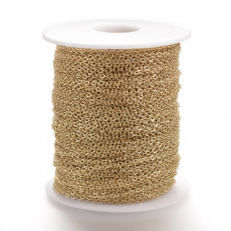 Lant fin din alama placata cu aur de 18K cu zale fine de 1,5X1,2 mm - 50 cm [1]