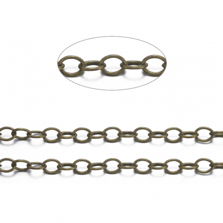 Lant din alama, culoarea bronzului antichizat, fara nichel - zale de 4x3 mm [2]