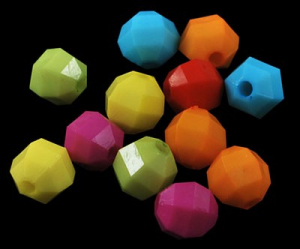 Margele acrilice - Margele acrilice, fatetate, culoare mixta, 6X5.5 mm, 10 bucati