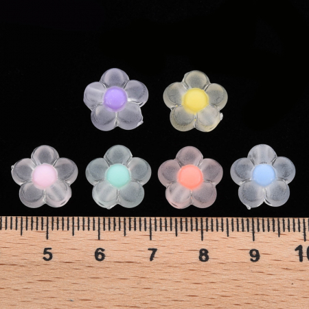 Margele acrilice - Margele acrilice in forma de floare, transparent cu roz 12 mm - 1 bucata