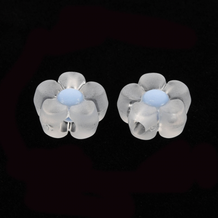 Margele acrilice - Margele acrilice in forma de floare, transparent cu albastru 12 mm - 1 bucata