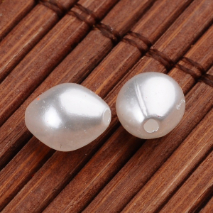 Margele acrilice, imitatie perla, orez, alb sidefat, 7X6 mm - 1 bucata [1]
