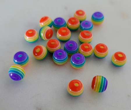 Margele acrilice - Margele acrilice, rotunde,pride, multicolore 6 mm - 1 bucata