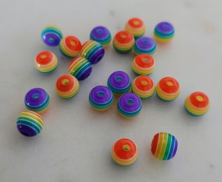 Margele acrilice, rotunde,pride, multicolore 6 mm - 1 bucata [1]