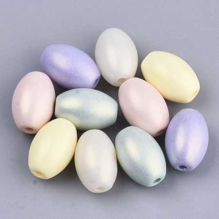 Margele acrilice - Margele acrilice, imitatie perla, ovale, multicolor sidefat, 13,5X9,5 mm - 12 bucati