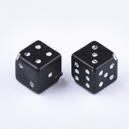 Margele acrilice in forma de zar negru, gaurit de diagonala, 12 mm - 1 bucata [1]
