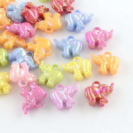 Margele acrilice - Elefant acrilic, pandant, rosu caramiziu, 17X20 mm, 1 bucata
