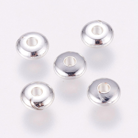 Mărgele spacer rondelle din alamă, placate cu argint 925, 5x2 mm – 1 bucată [1]
