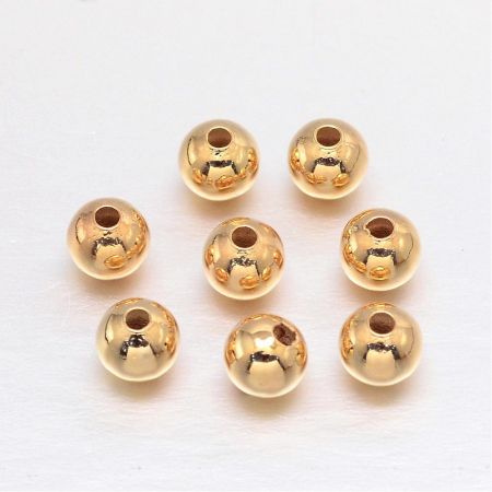 Margele metalice - Margele alama placata cu aur de 18K rotunde simple 4 mm - 1 bucata
