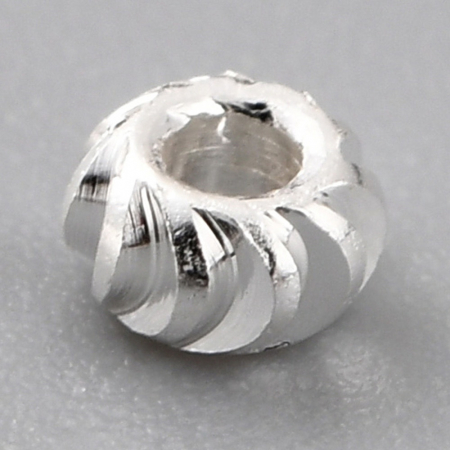 Margele alama placata cu argint 925 spacer texturat, 2.5X1.5 mm - 1 bucata [1]