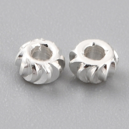 Placat cu aur - Margele alama placata cu argint 925 spacer texturat, 2.5X1.5 mm - 1 bucata