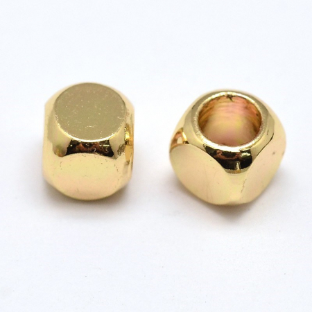 Margele metalice - Margele metal, spacer in forma de cub, alama placata cu aur, 3X3 mm, 1 buc