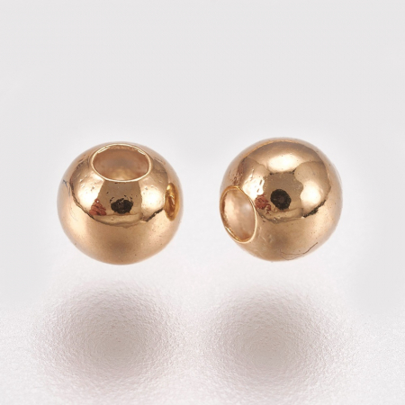 Margele alama placata cu aur de 18K rotunde simple 4 mm - 1 bucata [2]