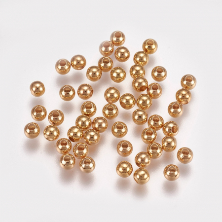 Margele alama placata cu aur de 18K rotunde simple 4 mm - 1 bucata [3]