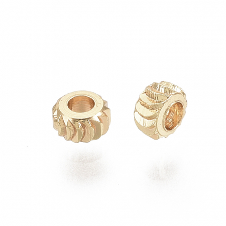Margele metalice - Margele alama placata cu aur de 18K spacer texturat, 3X1.5 mm - 1 bucata