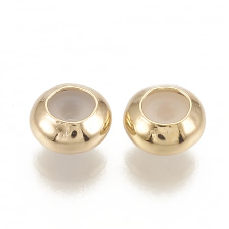Margele metalice - Margele rondele cu plastic in interior din alama placata cu aur 5,5x3 mm