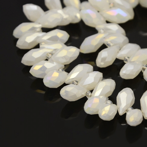 Lacrima - Margele de cristal, brioleta lacrima fatetata Pearl White AB 12X6 mm-1 bucata