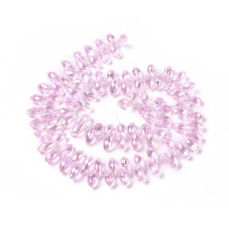 Margele de cristal, brioleta lacrima fatetata electroplacata AB Color Pink 12X6 mm-1 bucata [2]
