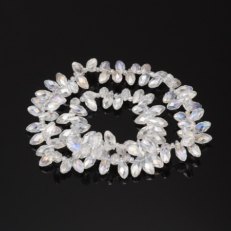 Margele de cristal, brioleta lacrima fatetata electroplacata transparent AB 12X6 mm-1 bucata [1]