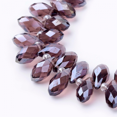Lacrima - Margele de cristal, brioleta lacrima fatetata electroplacata PaleVioletRed  AB 13X6 mm-1 bucata
