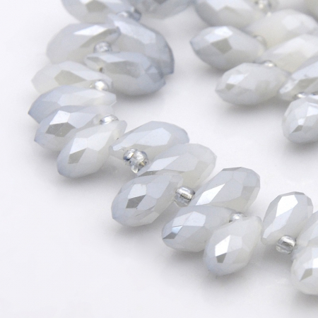 Margele - Margele de cristal, brioleta electroplacata lacrima fatetata Pearl Luster Plated 12X6 mm-1 bucata