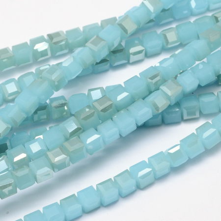 Margele - Margele de cristal, cub, Pale Turquoise, 2X2 mm - 1 bucata