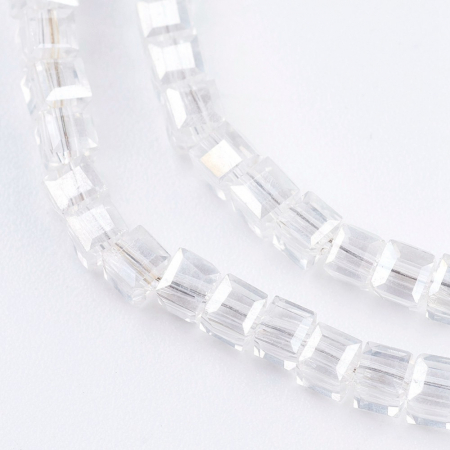 Margele de cristal, cub, Transparent AB, 2X2 mm - 1 bucata [1]