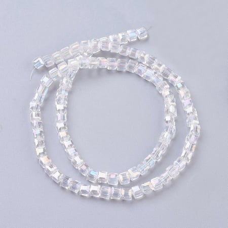 Margele de cristal, cub, Transparent AB, 4X4 mm - 1 bucata [2]