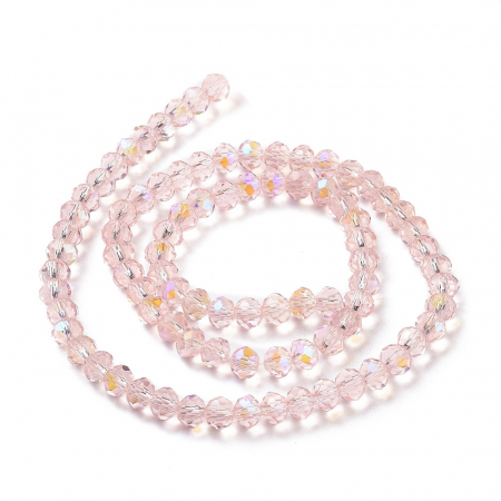 Margele de cristal electroplacat, rondele fatetate, roz Half Rainbow Plated Pink 4X3 mm, 1 bucata [2]