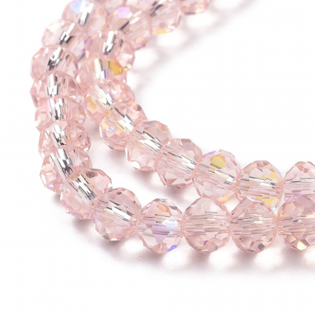 Margele de cristal electroplacat, rondele fatetate, roz Half Rainbow Plated Pink 4X3 mm, 1 bucata [1]