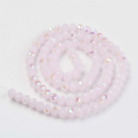 Margele de cristal electroplacat, rondele fatetate, roz Half Rainbow Plated Pink 4X3 mm, 1 bucata [4]