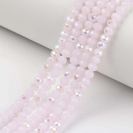 Margele de cristal electroplacat, rondele fatetate, roz Half Rainbow Plated Pink 4X3 mm, 1 bucata [3]