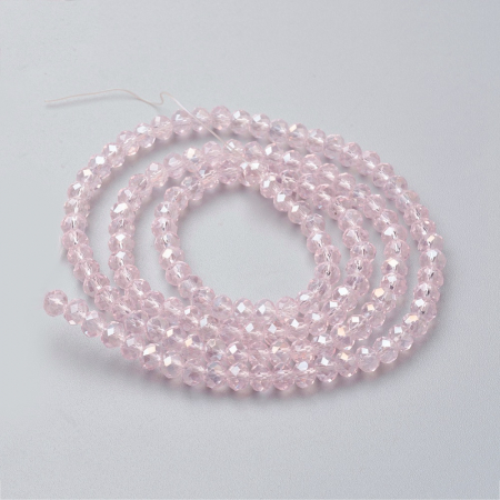 Margele de cristal electroplacat, rondele fatetate, roz Full Rainbow Plated Pink 4X3 mm, 1 bucata [2]