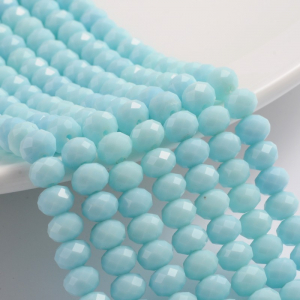 Rondele fatetate - Margele de cristal, rondele fatetate, albastru light cyan mat, 8x6 mm, 1 bucata