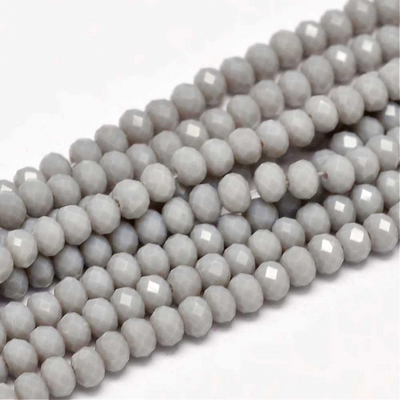 Margele - Margele de cristal, rondele fatetate, Gri, 4x3 mm, 1 bucata