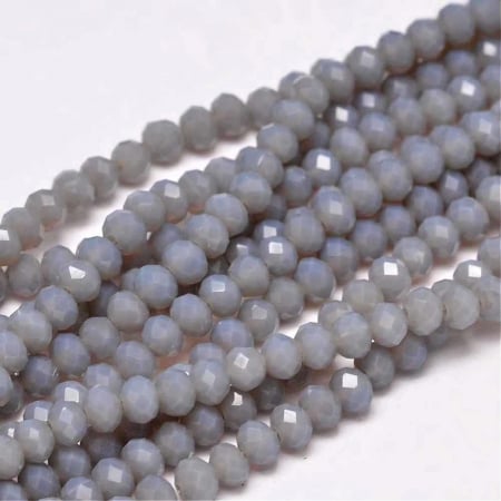 Margele - Margele de cristal, rondele fatetate, Gri inchis, 4x3 mm, 1 bucata