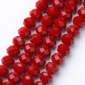 Rondele fatetate - Margele de cristal, rondele fatetate, rosu crimson mat, 10x8 mm, 1 bucata