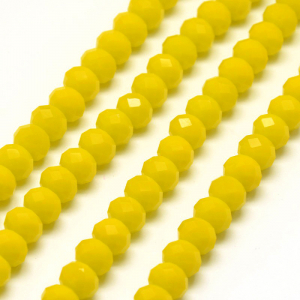Rondele fatetate - Margele de cristal, rondele fatetate, galben mat, 8x6 mm, 1 bucata
