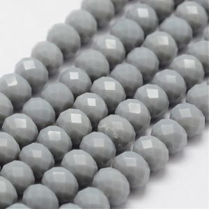 Rondele fatetate - Margele de cristal, rondele fatetate, gri deschis mat, 8x6 mm, 1 bucata