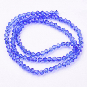 Margele de sticla, bicon, albastru, imitatie de cristal Swarovski - 4 mm- 1 bucata [1]