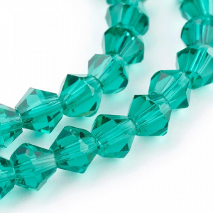 Margele sticla si cristal - Margele de sticla, bicon, dark cyan, imitatie de cristal Swarovski - 4 mm-1 bucata