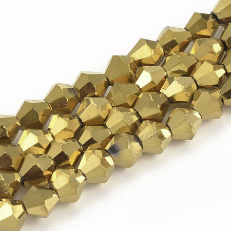Imitatie Swarovski - Margele de sticla, bicon, auriu metalizat 4 mm-1 bucata