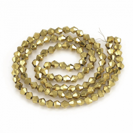 Margele de sticla, bicon, auriu metalizat 4 mm-1 bucata [1]