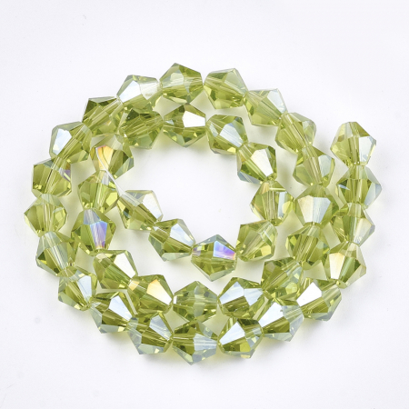 Margele de sticla, bicon, Light Green AB, imitatie de cristal Swarovski - 6 mm-1 bucata [1]