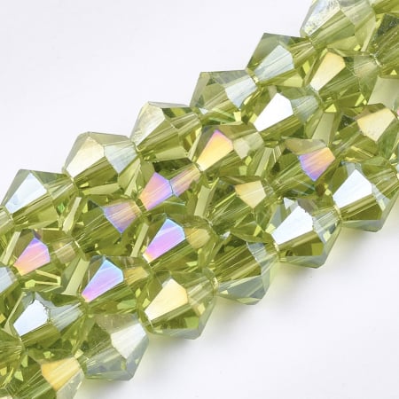 Imitatie Swarovski - Margele de sticla, bicon, Light Green AB, imitatie de cristal Swarovski - 6 mm-1 bucata