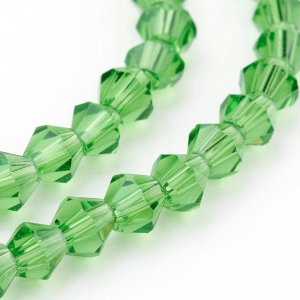 Margele sticla si cristal - Margele de sticla, bicon, lime green, imitatie de cristal Swarovski - 4 mm-1 bucata
